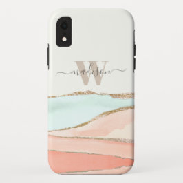 Abstracte kustWaterverf met naam en monogram Case-Mate iPhone Case