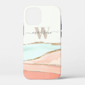 Abstracte kustWaterverf met naam en monogram Case-Mate iPhone Case (Achterkant)