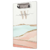 Abstracte kustWaterverf met naam en monogram Klembord (Links)