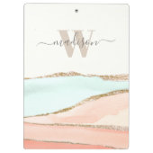 Abstracte kustWaterverf met naam en monogram Klembord (Achterkant)