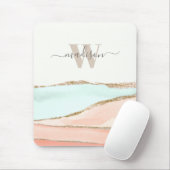 Abstracte kustWaterverf met naam en monogram Muismat (Met muis)