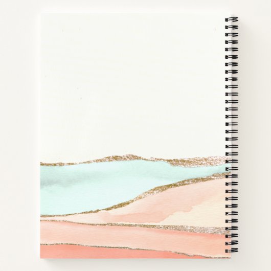 Abstracte kustWaterverf met naam en monogram Notitieboek (Achterkant)