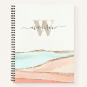 Abstracte kustWaterverf met naam en monogram Notitieboek (Voorkant)