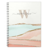 Abstracte kustWaterverf met naam en monogram Notitieboek (Voorkant)
