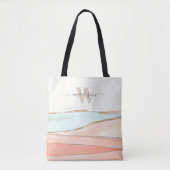 Abstracte kustWaterverf met naam en monogram Tote Bag (Voorkant)