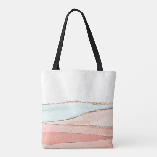 Abstracte kustWaterverf met naam en monogram Tote Bag (Achterkant)