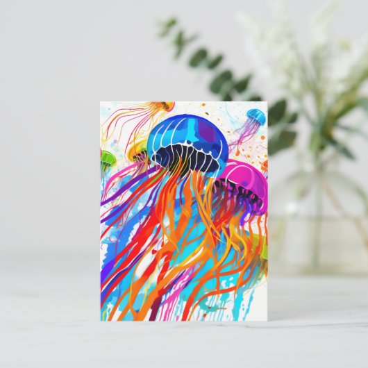 Abstracte kwal in een verfspat briefkaart (Staand voorkant)