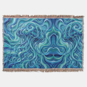 Abstracte kwal oceaanblauwe smelt dekens deken