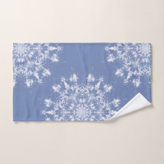 Abstracte Lacy Fractal Snowflake op blauwe achterg Bad Handdoek (Handdoek)