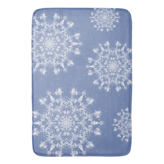 Abstracte Lacy Fractal Snowflake op blauwe achterg Badmat (Voorkant Verticaal)