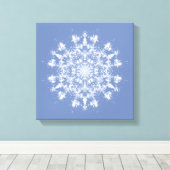 Abstracte Lacy Fractal Snowflake op blauwe achterg Canvas Afdruk (Insitu (Houten vloer))