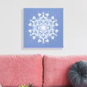 Abstracte Lacy Fractal Snowflake op blauwe achterg Canvas Afdruk (Insitu (Woonkamer))