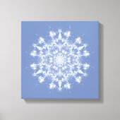 Abstracte Lacy Fractal Snowflake op blauwe achterg Canvas Afdruk (Voorkant)