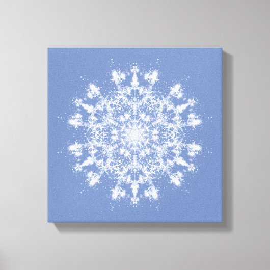 Abstracte Lacy Fractal Snowflake op blauwe achterg Canvas Afdruk (Voorkant)