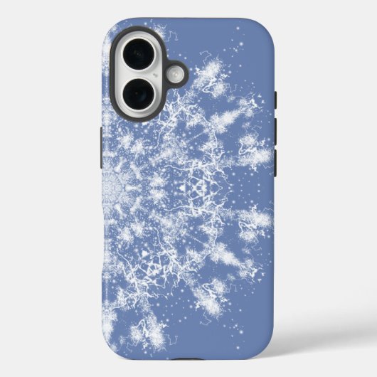 Abstracte Lacy Fractal Snowflake op blauwe achterg Case-Mate iPhone Case (Achterkant)