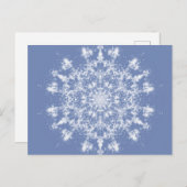 Abstracte Lacy Fractal Snowflake op blauwe achterg Feestdagenkaart (Voorkant / Achterkant)