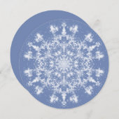 Abstracte Lacy Fractal Snowflake op blauwe achterg Feestdagenkaart (Voorkant / Achterkant)