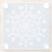 Abstracte Lacy Fractal Snowflake op blauwe achterg Glazen Onderzetter (Achterkant)