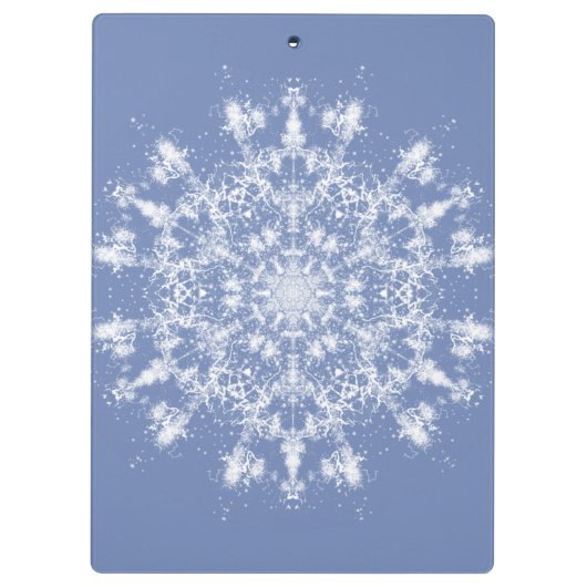 Abstracte Lacy Fractal Snowflake op blauwe achterg Klembord (Achterkant)