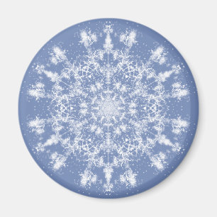 Abstracte Lacy Fractal Snowflake op blauwe achterg Magneet