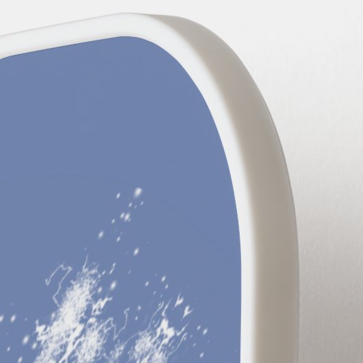 Abstracte Lacy Fractal Snowflake op blauwe achterg Pickleball Paddle (Links Detail)