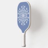 Abstracte Lacy Fractal Snowflake op blauwe achterg Pickleball Paddle (Links)