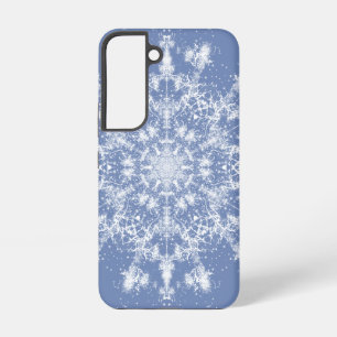 Abstracte Lacy Fractal Snowflake op blauwe achterg Samsung Galaxy Hoesje