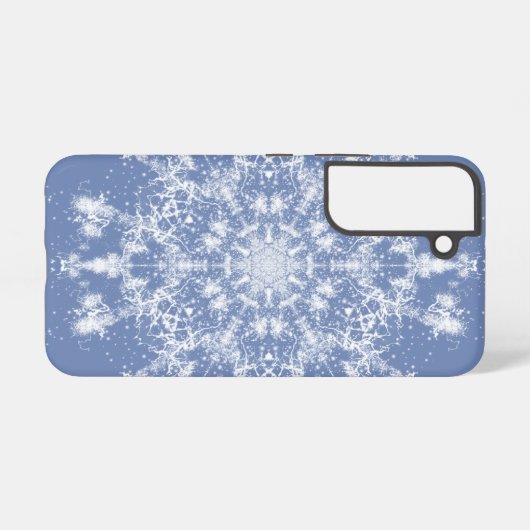 Abstracte Lacy Fractal Snowflake op blauwe achterg Samsung Galaxy Hoesje (Achterkant horizontaal)