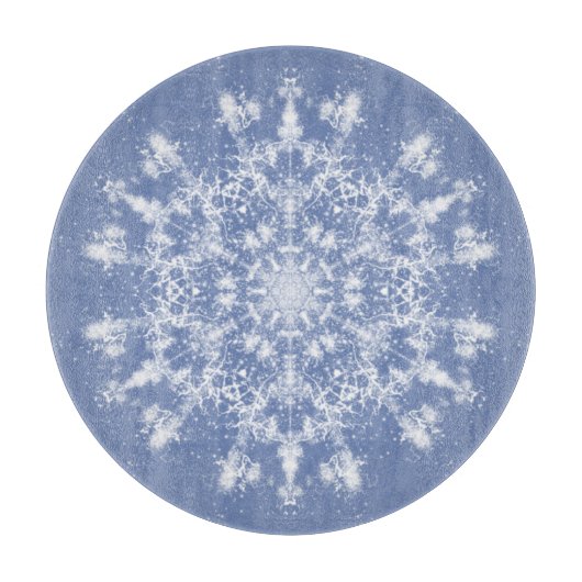 Abstracte Lacy Fractal Snowflake op blauwe achterg Snijplank (Voorkant)