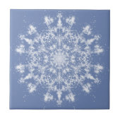 Abstracte Lacy Fractal Snowflake op blauwe achterg Tegeltje (Voorkant)