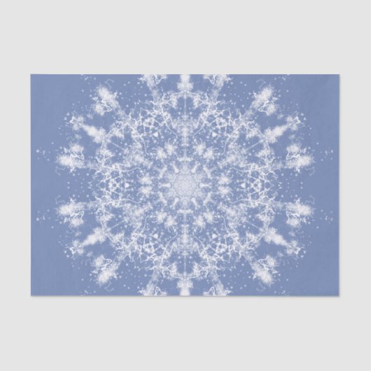 Abstracte Lacy Fractal Snowflake op blauwe achterg Tissuepapier (Voorkant)