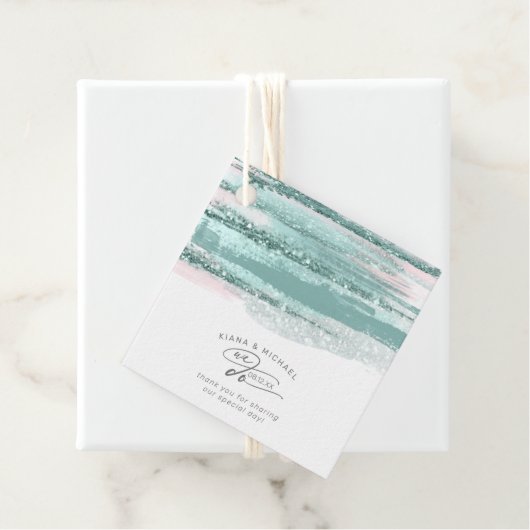 Abstracte lagen verven We maken dank u Blauwgroen Bedankjes Labels (In situ)