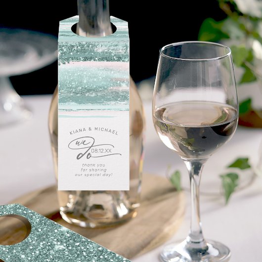 Abstracte lagen verven We maken dank u Blauwgroen  Flessenhanger