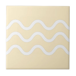 Abstracte Lake Waves Beige en White Tegeltje