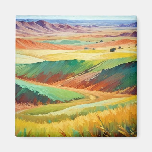 Abstracte Landscape Valley Meadow Natuur Achtergro Magneet (Voorkant)