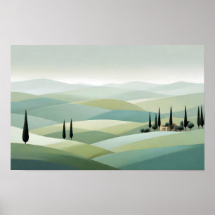 Abstracte Landscape Valley Meadow Natuur Achtergro Poster