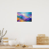 Abstracte Landschap Bergen Natuur Achtergrond Kuns Poster (Keuken)