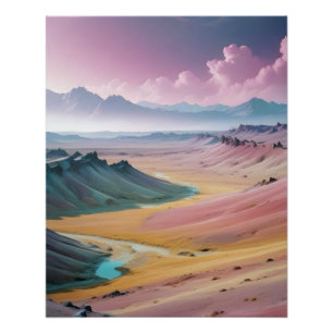Abstracte Landschap Bergen Valley Natuur landschap Perfect Poster