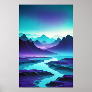 Abstracte Landschap Bergen Valley Natuur landschap Poster