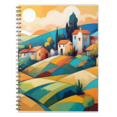 Abstracte Landschap Dorp Campagne Achtergrond Kuns Notitieboek (Voorkant)