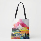 Abstracte Landschap Kleurrijke Collage Tote Bag (Voorkant)