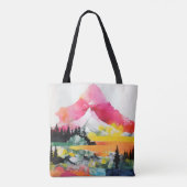 Abstracte Landschap Kleurrijke Collage Tote Bag (Achterkant)