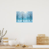 Abstracte Landschapsboom Winter Natuur Achtergrond Poster (Keuken)