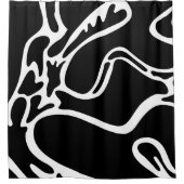Abstracte Landschapsdoodles Zwart en wit Douchegordijn (Voorkant)