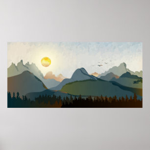 Abstracte landschapshellingen poster