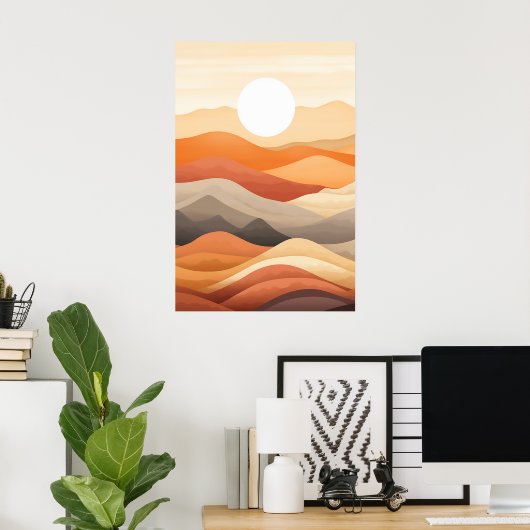 Abstracte landschapsillustratie poster (Thuiskantoor)