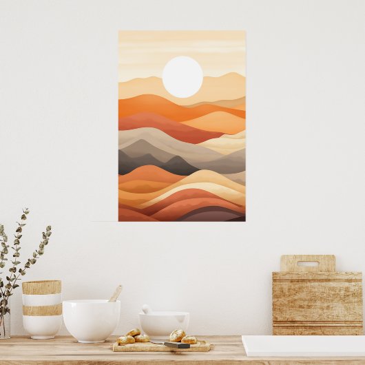 Abstracte landschapsillustratie poster (Keuken)