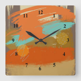 Abstracte landschapskaarten voor kunstschilderinge vierkante klok