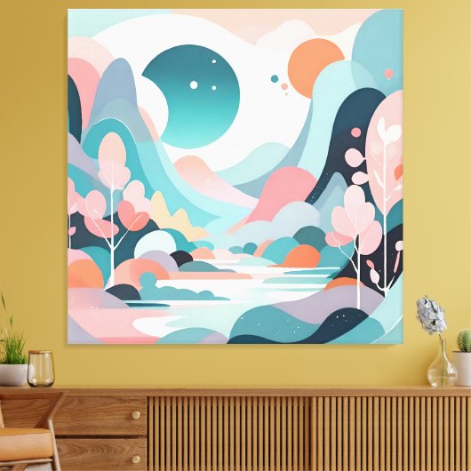 Abstracte landschapskunst canvas afdruk (Insitu (Woonkamer))