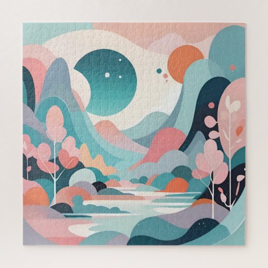 Abstracte landschapskunst legpuzzel (Verticaal)